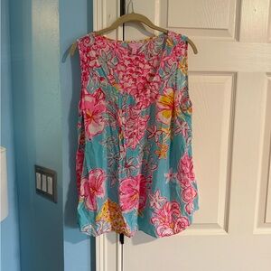 Lilly Pulitzer Silk floral Blouse Sz. XL